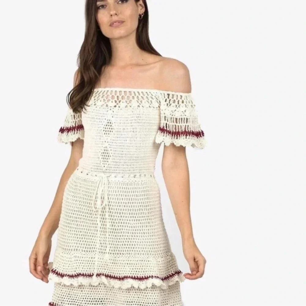 Cleobella Cream Off-Shoulder Crochet Dress